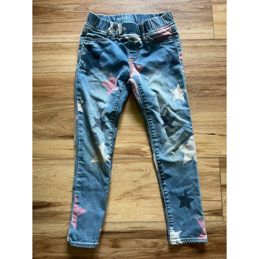 Gap Legging Jeans Kids 7 Blue Star Print Pull On Denim Jeggings‎ 1969